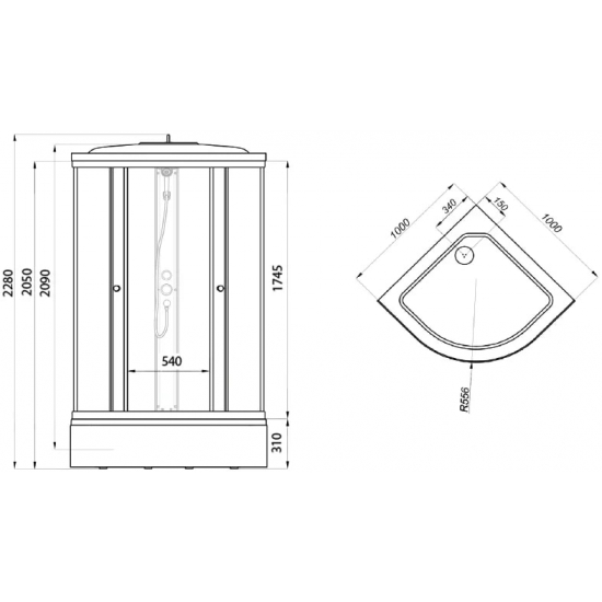 Душевая кабина ТРИТОН Лайт B ДН4 100х100x228