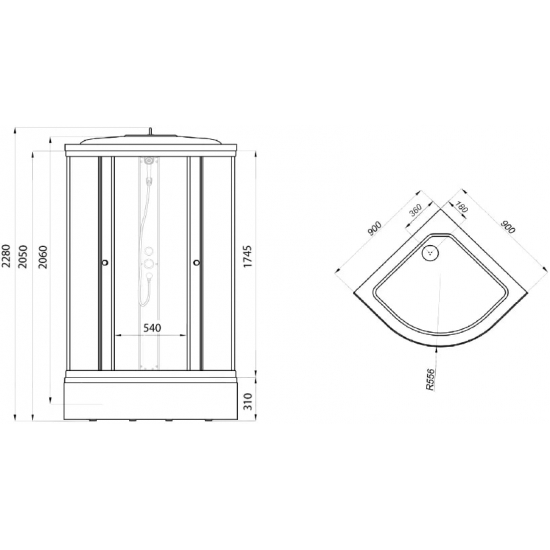 Душевая кабина ТРИТОН Лайт В ДН4 90х90x228