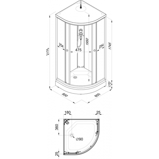 Душевая кабина ТРИТОН Риф А 80х80x217,5 низкий поддон, стекло грейс