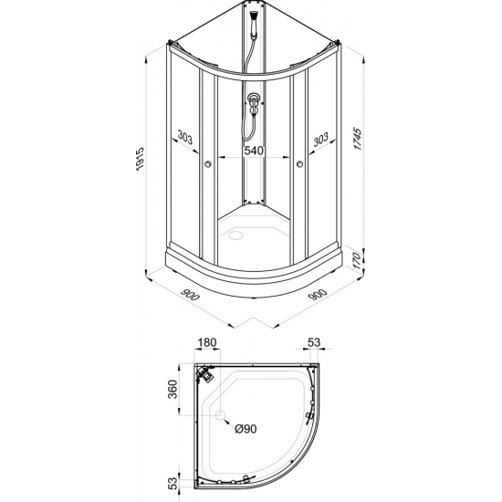 Душевая кабина ТРИТОН Риф А 90x90x191.5 без крыши