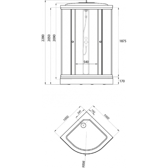 Душевая кабина ТРИТОН Риф А3 ДН4 100х100x228 низкий поддон, стекло грейс