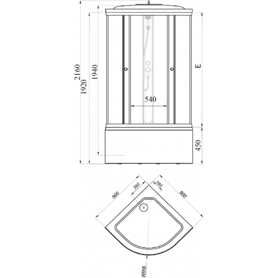 Душевая кабина ТРИТОН Стандарт Б ДН4 90х90x216 мозаика, с высоким поддоном