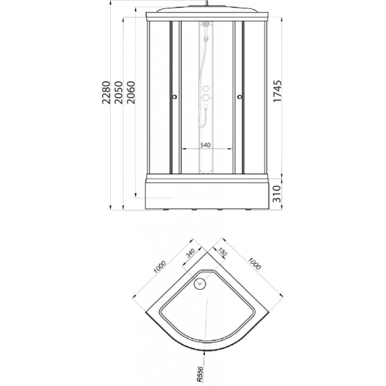 Душевая кабина ТРИТОН Стандарт В ДН4 100x100x228 лён