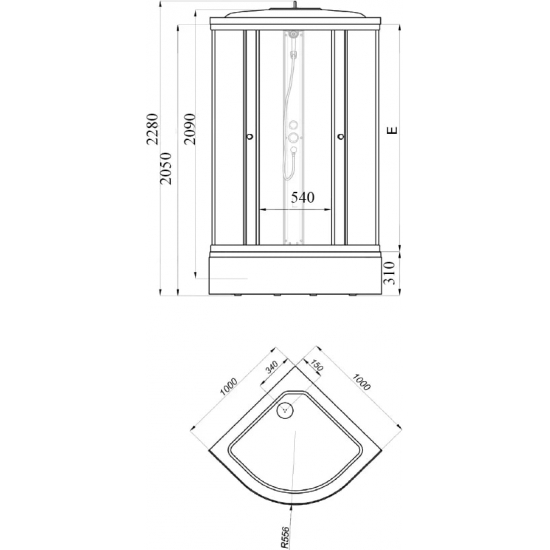 Душевая кабина ТРИТОН Стандарт В ДН4 90х90x228 полосы