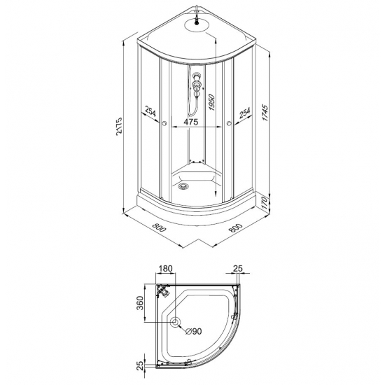 Душевая кабина ТРИТОН Ультра А ДН4 80x80x217,5  
