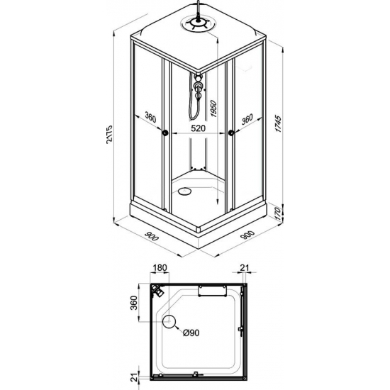 Душевая кабина ТРИТОН Вельвет-К А 90x90x217