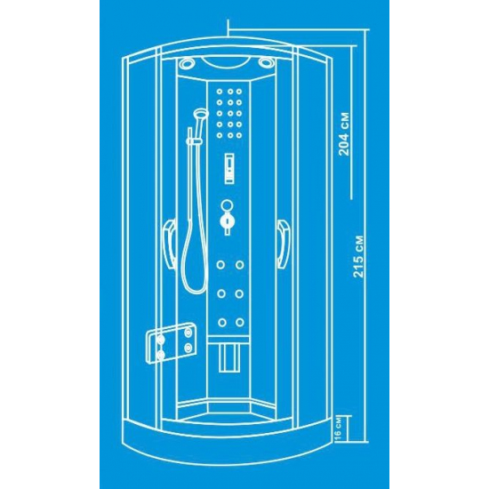 Душевая кабина ВОДНЫЙ МИР ВМ-8315 100x100x215 стекло матовое