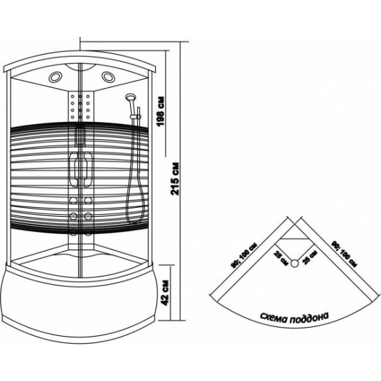 Душевая кабина ВОДНЫЙ МИР ВМ-8808 100x100x215 