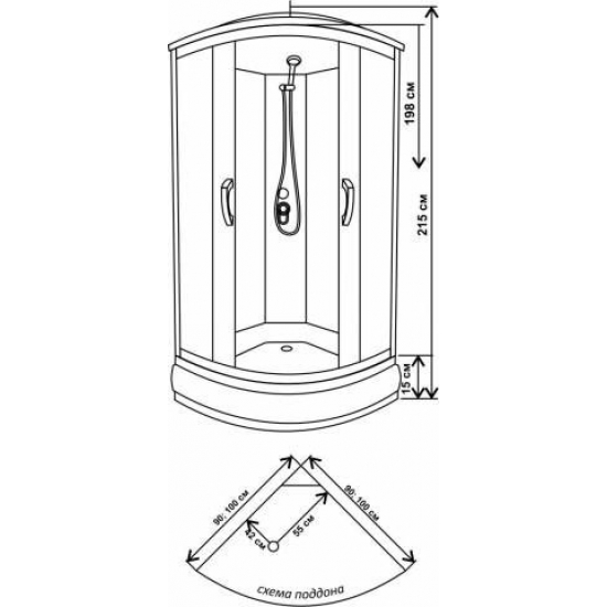 Душевая кабина ВОДНЫЙ МИР ВМ-883 100x100x215 стекло матовое