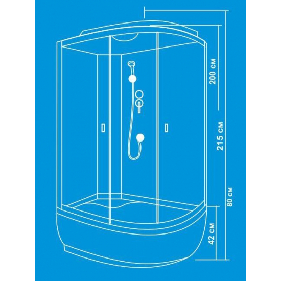 Душевая кабина ВОДНЫЙ МИР ВМ720 R 120x80x215  стекло матовое правая