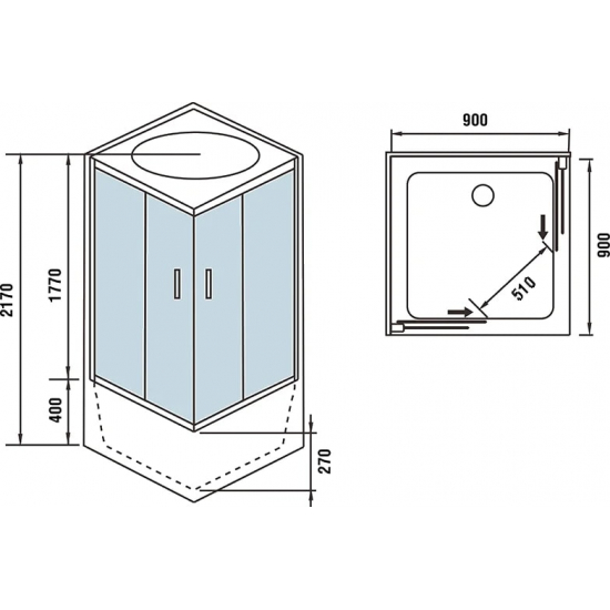 Душевая кабина WeltWasser WW500 Aller 904 90x90x217