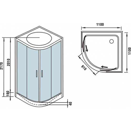 Душевая кабина WeltWasser WW500 Emmer 11015-2 110x110x217