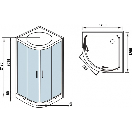 Душевая кабина WeltWasser WW500 Emmer 12015-2 120x120x217