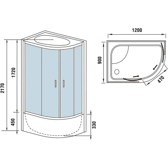 Душевая кабина WeltWasser WW500 Halle 1204 L 120x90x217