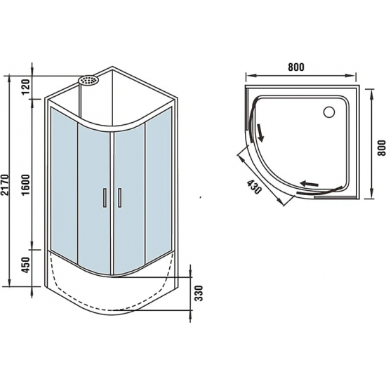 Душевая кабина WeltWasser WW500 Halle 801 80x80x217 без крыши 