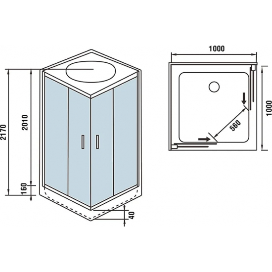 Душевая кабина WeltWasser WW500 Laine 1002 100x100x217