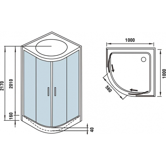 Душевая кабина WeltWasser WW500 Werra 1002 100x100x217