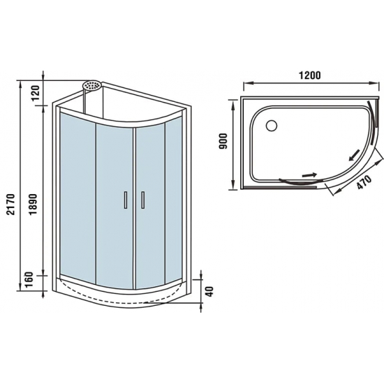 Душевая кабина WeltWasser WW500 Werra 1201 L 120x90x217