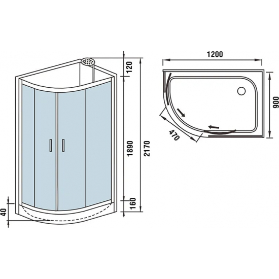 Душевая кабина WeltWasser WW500 Werra 1201 R 120x90x217