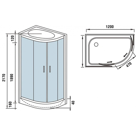 Душевая кабина WeltWasser WW500 Werra 1202 L 120x90x217