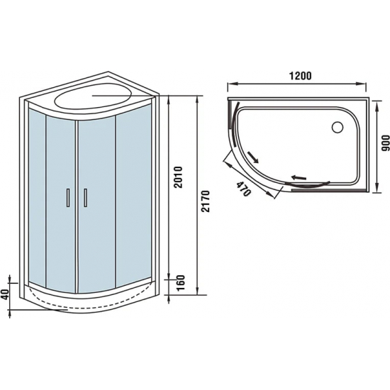 Душевая кабина WeltWasser WW500 Werra 1204 R 120x90x217
