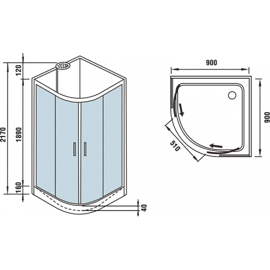 Душевая кабина WeltWasser WW500 Werra 901 90x90x217 без крыши