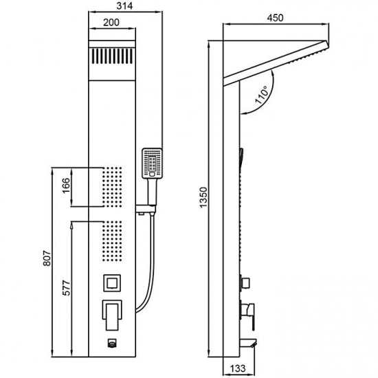 Душевая панель FRAP F24005-5 нержавеющая сталь, сатин/хром