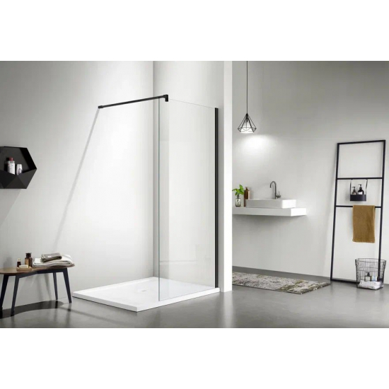 Душевая перегородка АКВАТЕК AQ WIW 09020BL Walk in стекло прозрачное, профиль чёрный