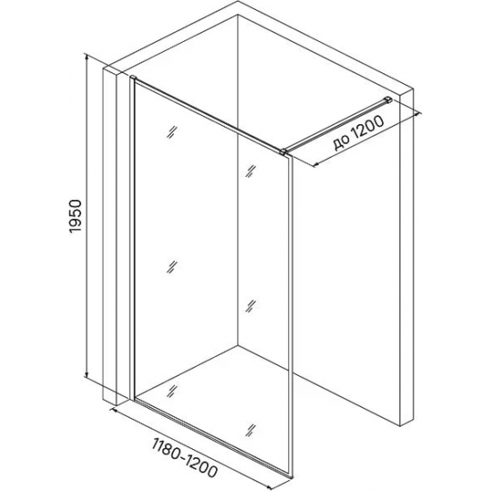 Душевая перегородка IDDIS Walk in Slide SLI8BS2i23 120x195
