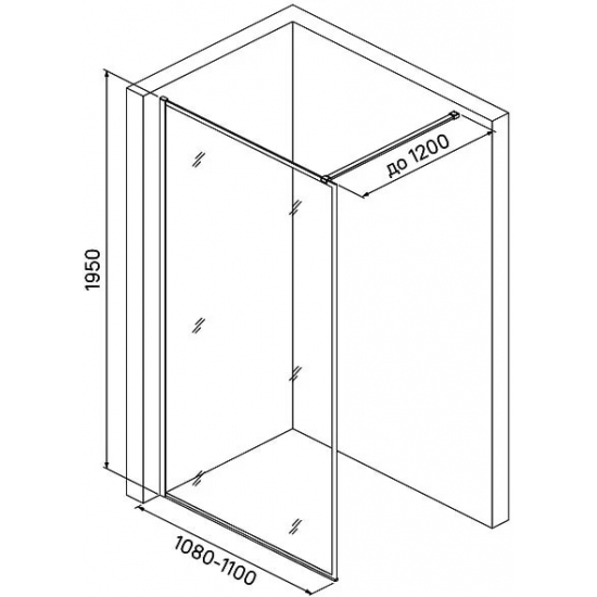 Душевая перегородка IDDIS Walk in Slide SLI8BS7i23 110x195