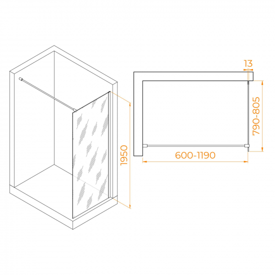 Душевая перегородка RGW Walk In WA-010 80x195 стекло матовое, профиль хром