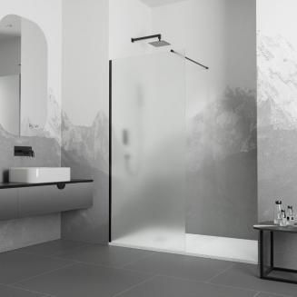 Душевая перегородка RGW Walk In WA-010B 110x195 стекло матовое, профиль чёрный