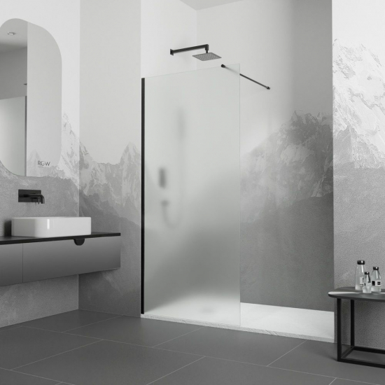 Душевая перегородка RGW Walk In WA-010B 80x195 стекло матовое, профиль чёрный