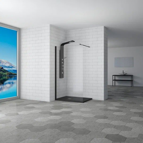 Душевая перегородка RGW Walk In WA-010B 80x195 стекло прозрачное, профиль чёрный