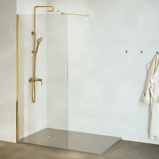 Душевая перегородка RGW Walk In WA-010G 110x195 стекло прозрачное, профиль золотой