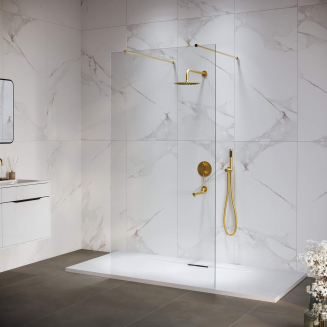 Душевая перегородка RGW Walk In WA-016Gb 100x195 стекло прозрачное, профиль золотой