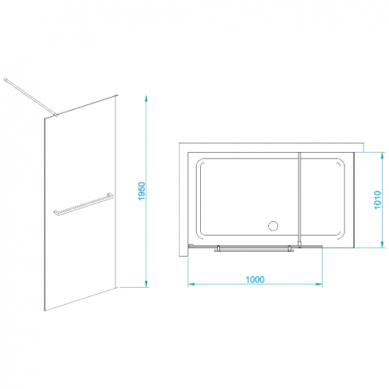 Душевая перегородка RGW Walk In WA-040 100x195 стекло прозрачное, профиль хром
