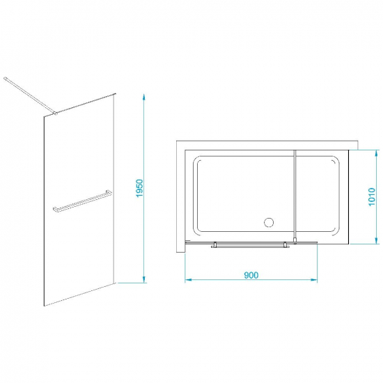 Душевая перегородка RGW Walk In WA-040 90x195 стекло прозрачное, профиль хром