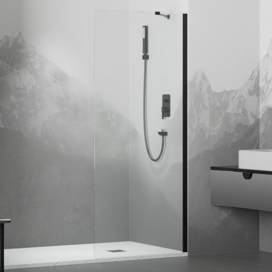 Душевая перегородка RGW Walk In WA-102B 120x195 стекло прозрачное, профиль чёрный