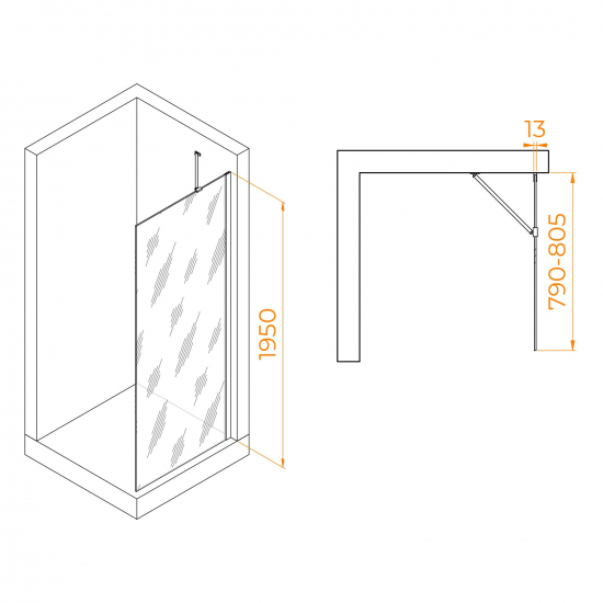 Душевая перегородка RGW Walk In WA-110 80x195 стекло прозрачное, профиль хром