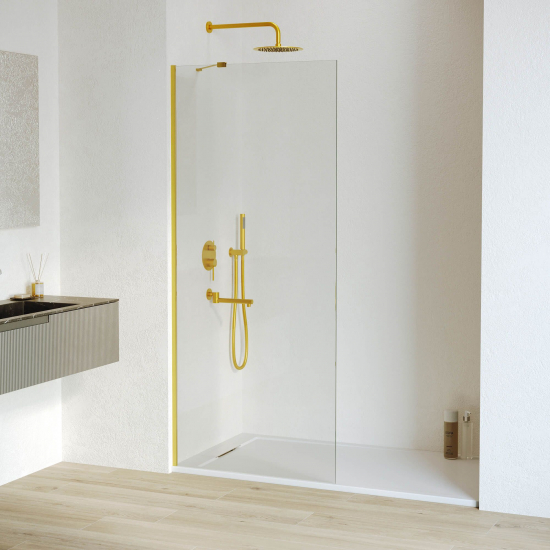 Душевая перегородка RGW Walk In WA-110Gb 110x195 стекло прозрачное, профиль золотой
