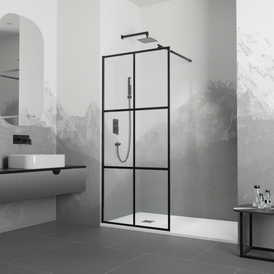Душевая перегородка RGW Walk In WA-111B 100x195 стекло прозрачное, профиль чёрный