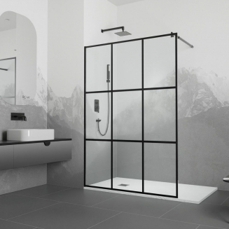 Душевая перегородка RGW Walk In WA-111B 120x195 стекло прозрачное, профиль чёрный