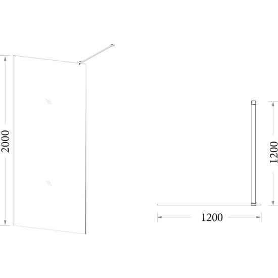 Душевая перегородка VECONI Korato KR-72B 120x200 стекло прозрачное, профиль чёрный