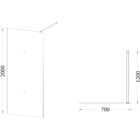Душевая перегородка VECONI Korato KR-72B 70x200 стекло прозрачное, профиль чёрный