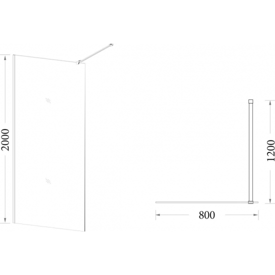 Душевая перегородка VECONI Korato KR-72B 80x200 стекло прозрачное, профиль чёрный