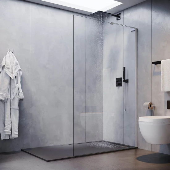 Душевая перегородка VECONI Korato KR-77 80x200 стекло прозрачное, профиль хром