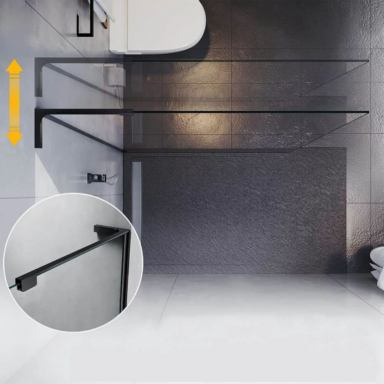 Душевая перегородка VECONI Korato KR-77B 110x200 стекло прозрачное, профиль чёрный