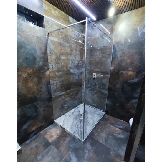 Душевая перегородка VECONI Korato KR-81 120x200 стекло прозрачное, профиль хром