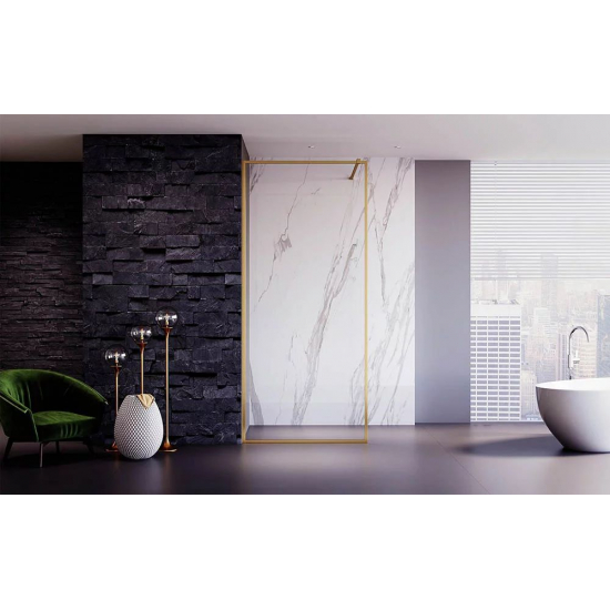 Душевая перегородка VECONI Korato KR-81G 70x200 стекло прозрачное, профиль золотой